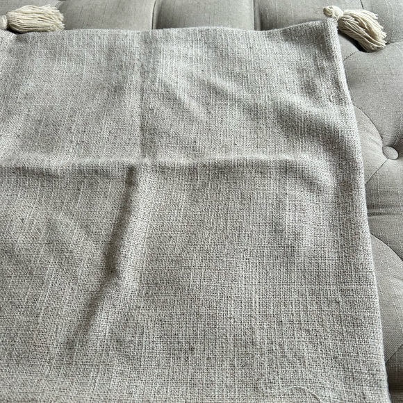 2 Covers | 1 Abstract Botanical Throw Pillow Cover & 1 Plain Linen with Tassels - Picture 7 of 12